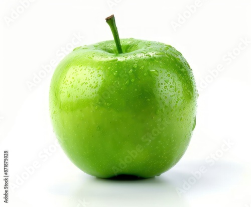 Fresh Green Apple with Water Droplets