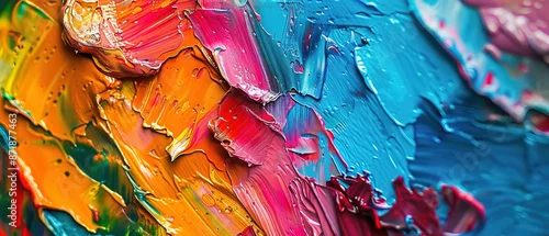 Panel kuchenny z motywem Closeup of abstract rough colorful multicolored art painting texture, with oil brushstroke, pallet knife paint on canvas