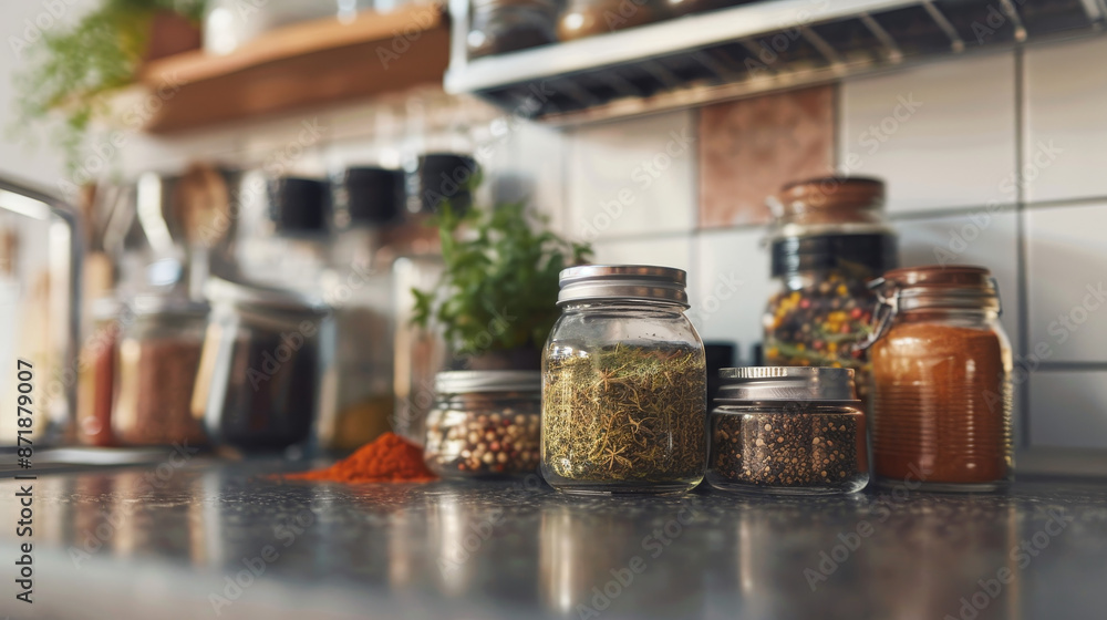 Spice Rack: A stylish, compact rack holding the jars, keeping them organized and easily accessible.
Spice Rack: A stylish, compact rack holding the jars, keeping them organized and easily accessible.