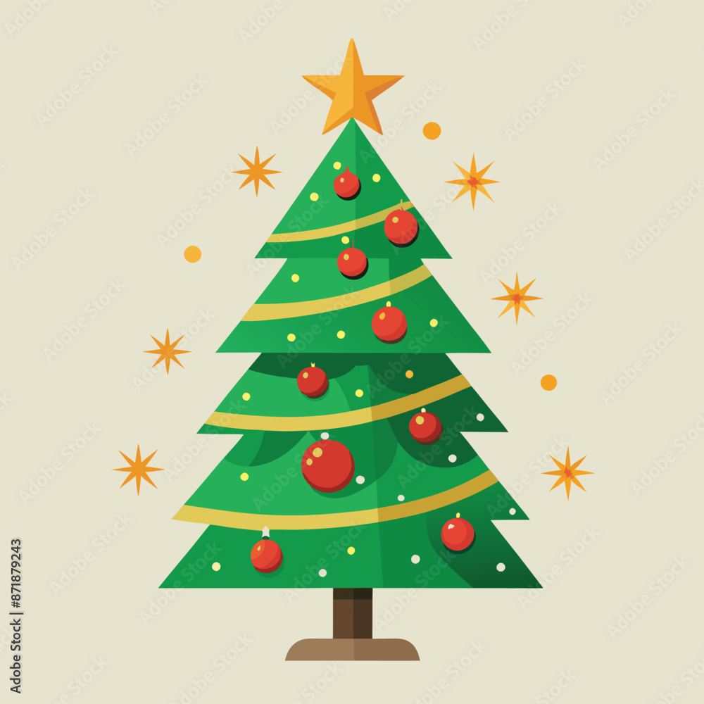 decorative christmas tree illustration on solid background decorative christmas tree illustration on solid background