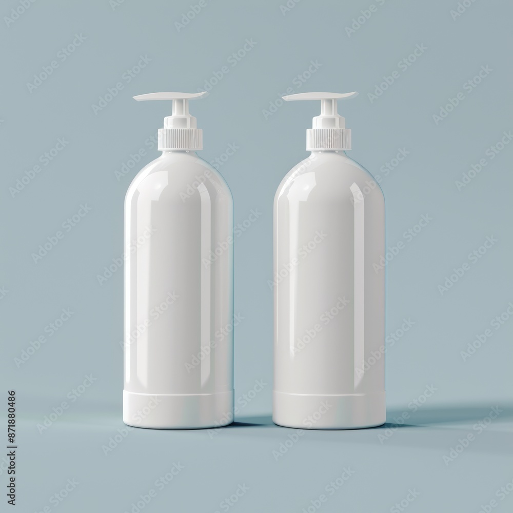 Mock-up of a cosmetic bottle on a white background, rendered in 3D Mock-up of a cosmetic bottle on a white background, rendered in 3D