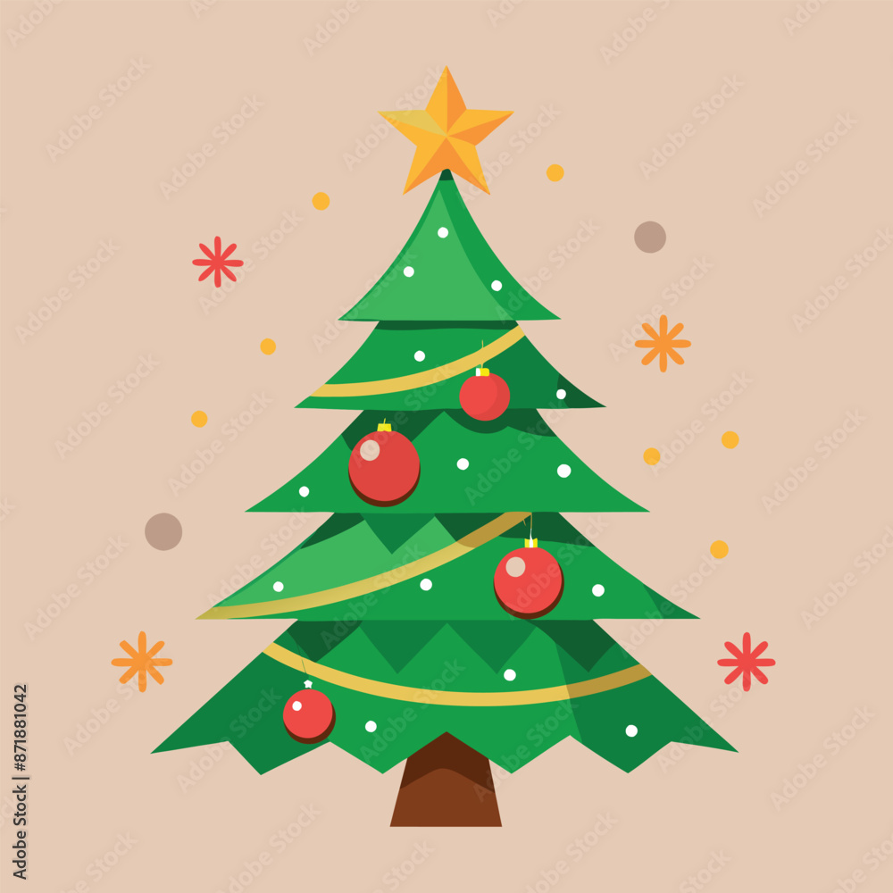 decorative christmas tree illustration on solid background decorative christmas tree illustration on solid background