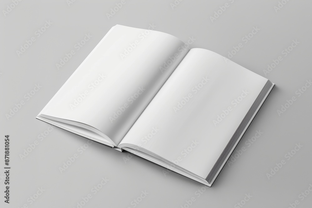 Light grey background with blank A4 photorealistic brochure mockup Light grey background with blank A4 photorealistic brochure mockup