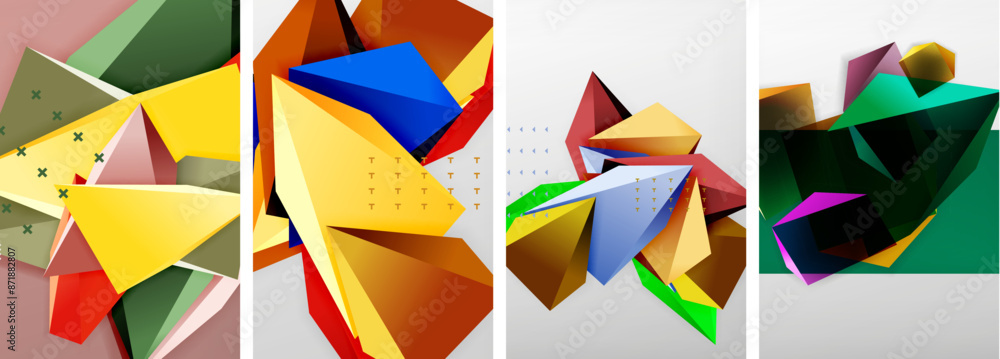 Trendy low poly 3d triangle shapes and other geometric elements background designs for wallpaper, business card, cover, poster, banner, brochure, header, website Trendy low poly 3d triangle shapes and other geometric elements background designs for wallpaper, business card, cover, poster, banner, brochure, header, website