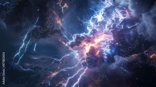 Wallpaper Mural Realistic thunder and lightning Torontodigital.ca