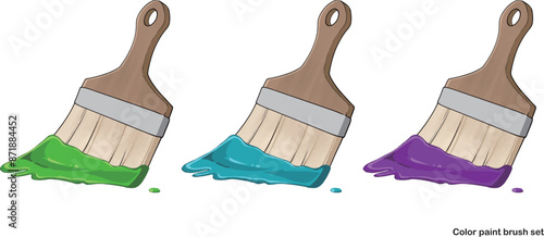 Illustration of paint brush dipped in color it is in a state of brushing color