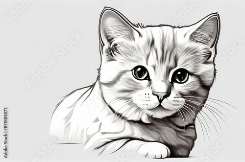 Wallpaper Mural pencil drawing of a cat, drawn cat, Torontodigital.ca