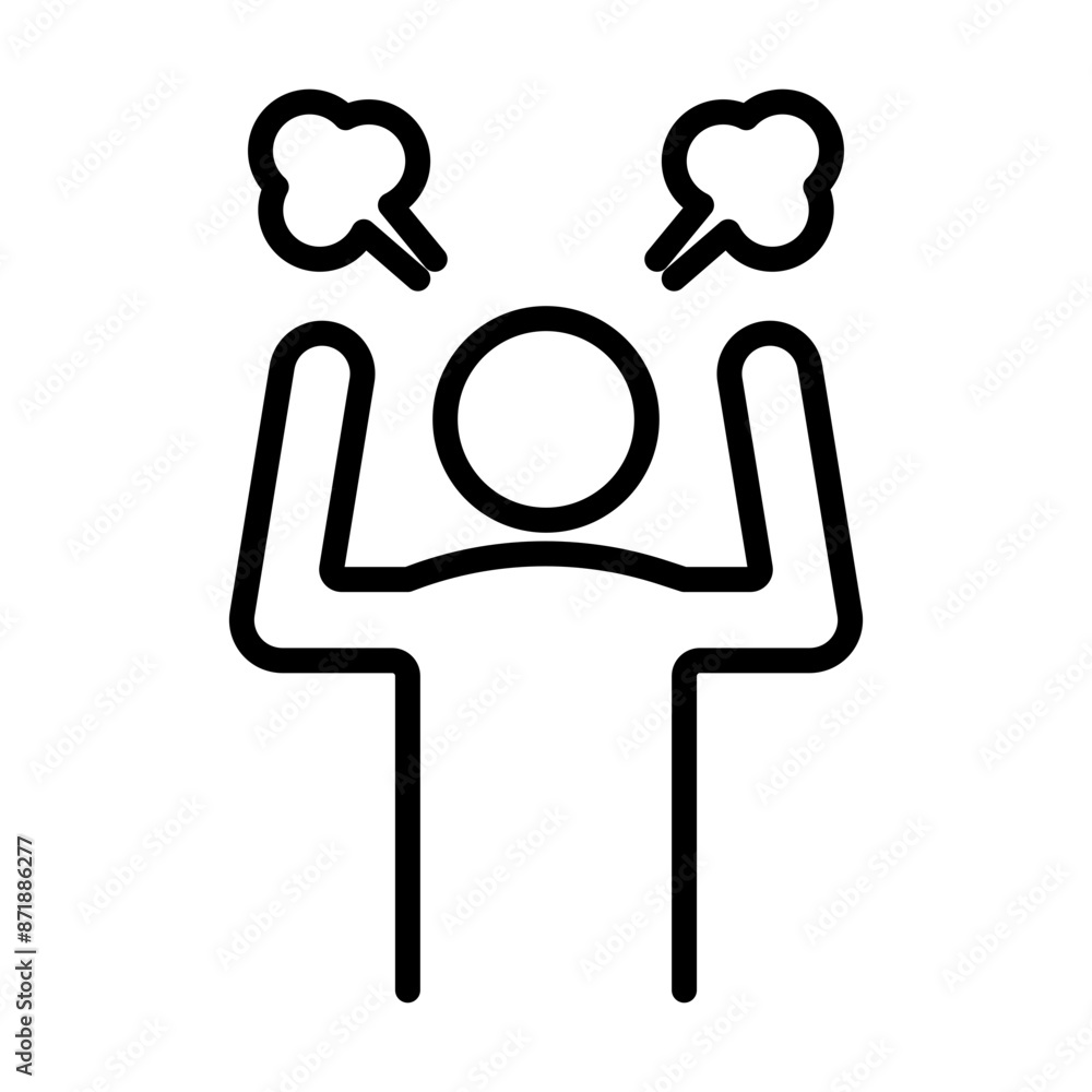 Angry person linear logo mark in black and white Angry person linear logo mark in black and white