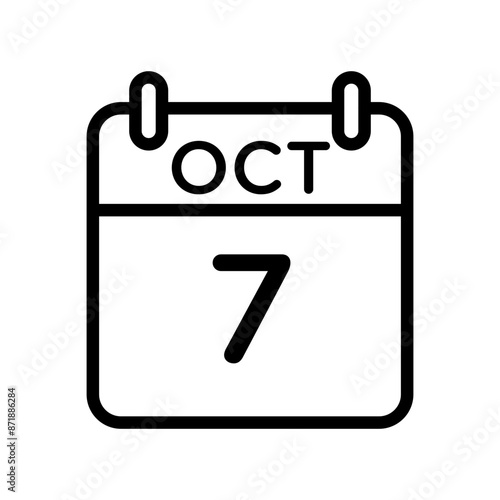 7 october date linear logo mark in black and white