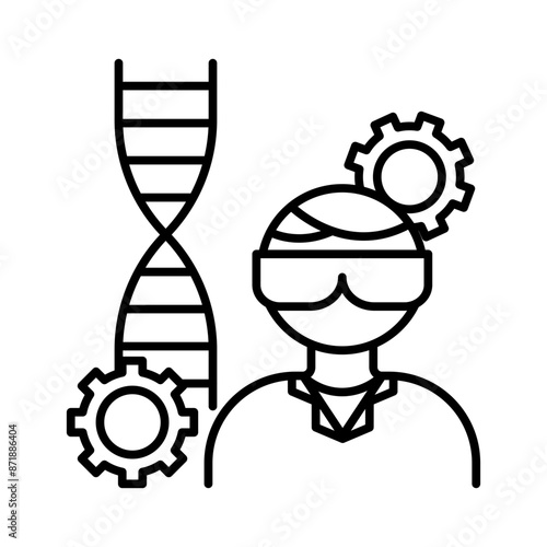 Biomedical engineer linear logo mark in black and white