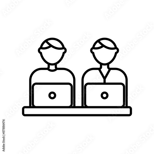 Coworking linear logo mark in black and white