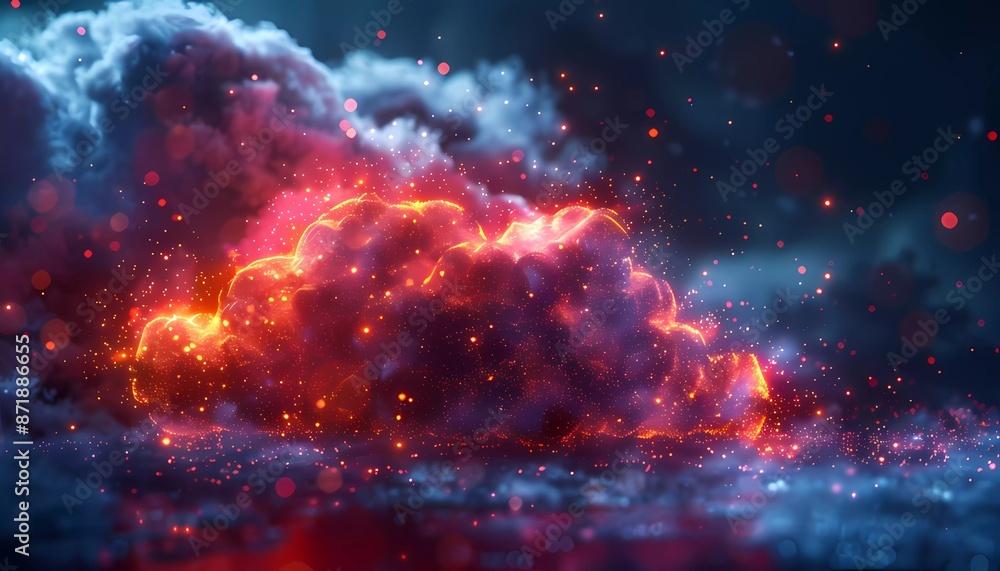 Fototapeta premium Cloud Data Nexus: Convergence of Digital Realms, cosmic nexus where clouds converge, 