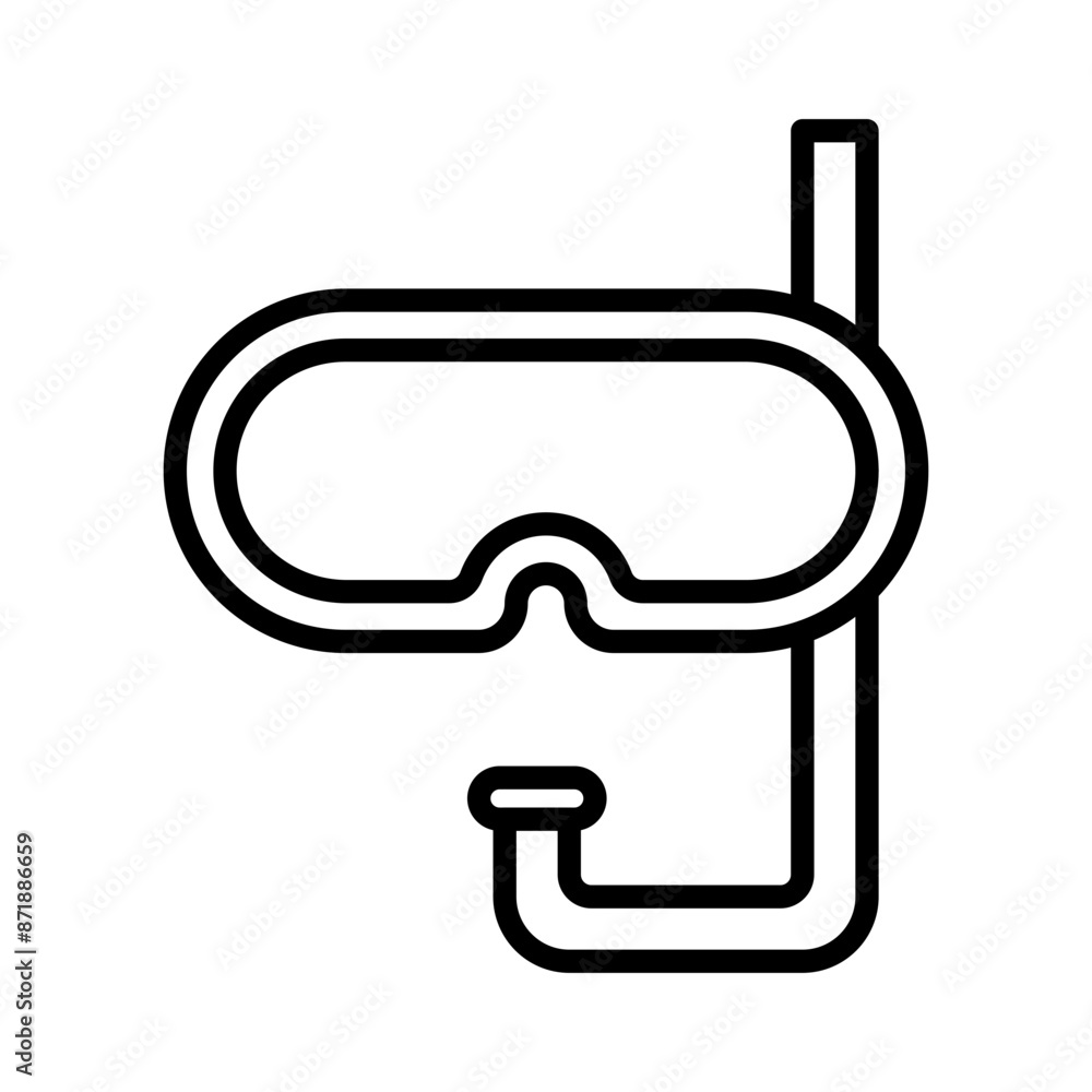 Diving mask linear logo mark in black and white Diving mask linear logo mark in black and white