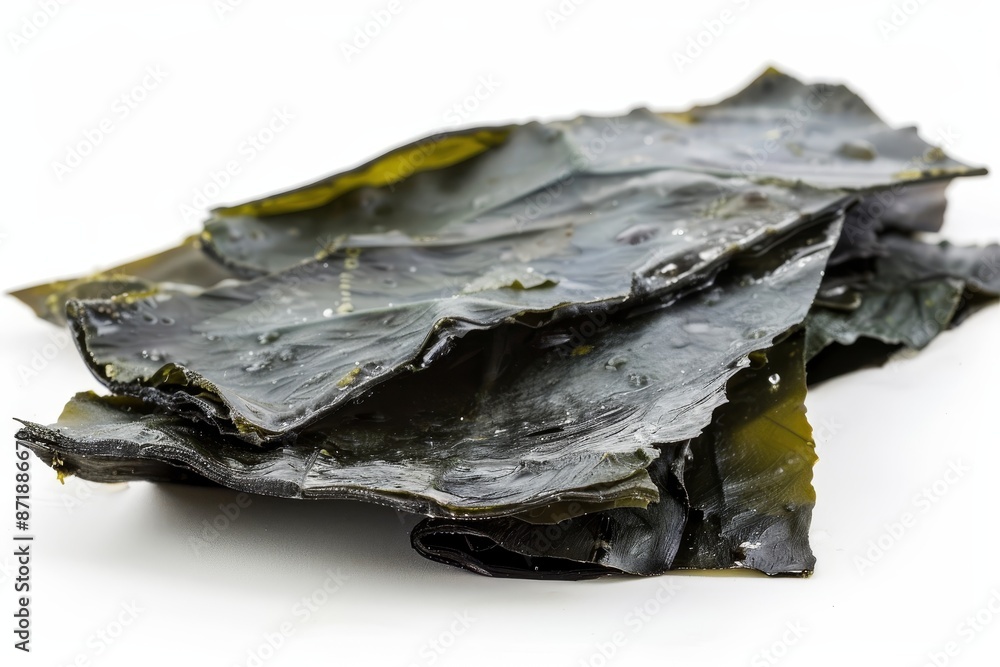 Dried kombu seaweed isolated on white background Dried kombu seaweed isolated on white background