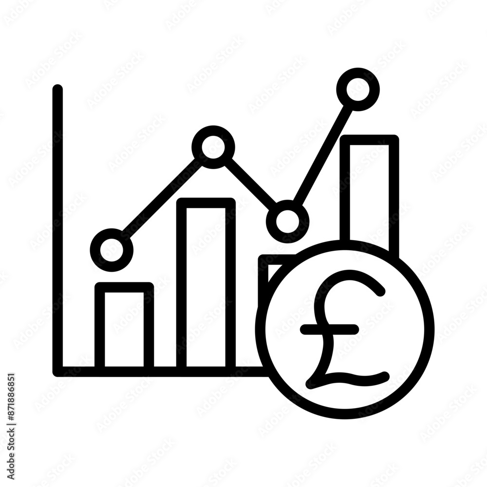 Euro chart linear logo mark in black and white