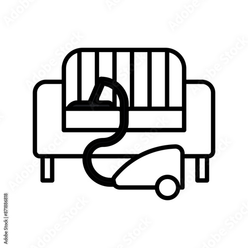 Furniture dry cleaning linear logo mark in black and white