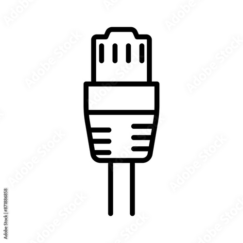 ethernet cable plug linear logo mark in black and white