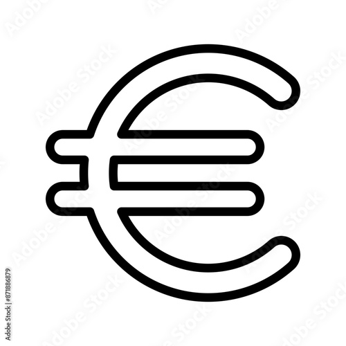 euro sign linear logo mark in black and white