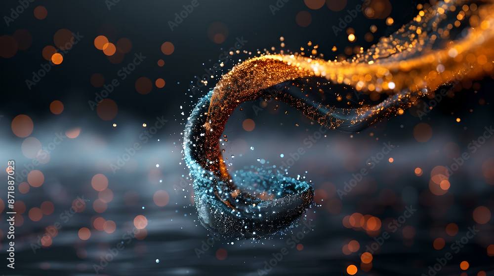 Magical Swirl of Golden and Blue Particles Magical Swirl of Golden and Blue Particles
