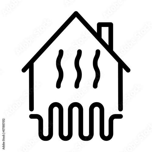 House heating linear logo mark in black and white