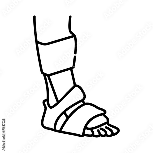 Foot splint linear logo mark in black and white