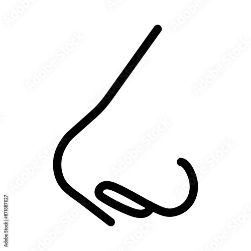 Human nose linear logo mark in black and white