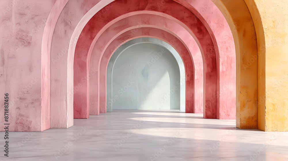 Fototapeta premium Pastel Pink Arches in Modern Minimalist Architecture
