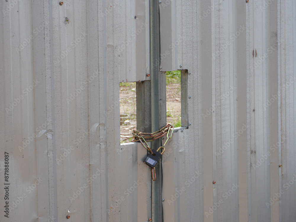 Locked Gate with Padlock and Chains Locked Gate with Padlock and Chains