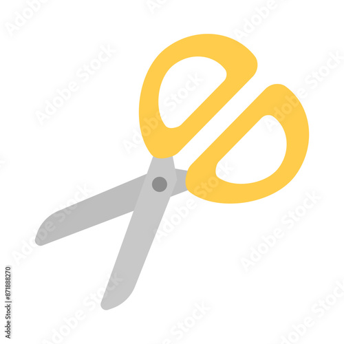 Flat design yellow scissors icon. Vector.