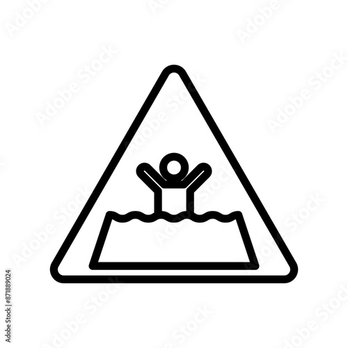 Quicksand and Mud Danger Sign linear logo mark in black and white