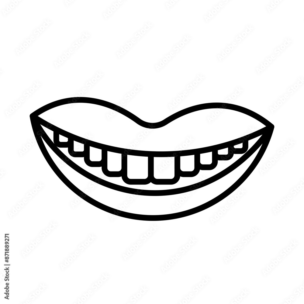 smile with teeth linear logo mark in black and white smile with teeth linear logo mark in black and white