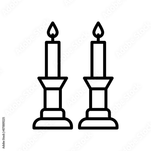 Shabbat candles linear logo mark in black and white