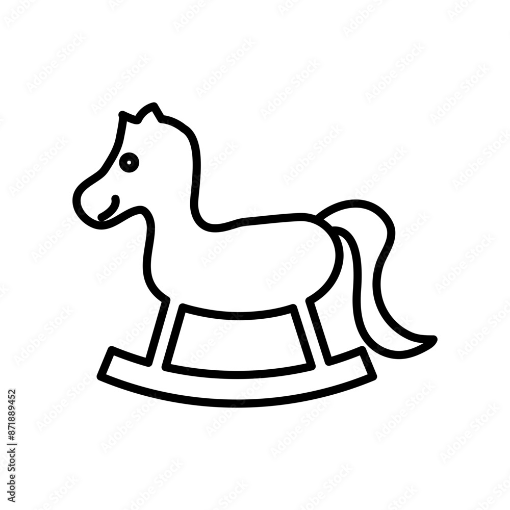 Toy horse rocking chair linear logo mark in black and white Toy horse rocking chair linear logo mark in black and white