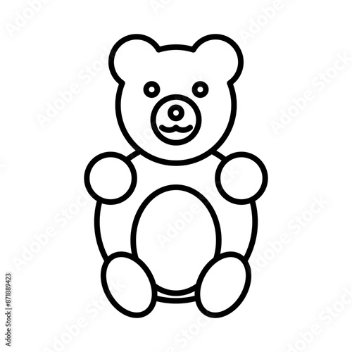 Teddy bear linear logo mark in black and white