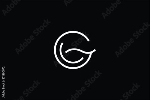 letter CG iconic lineart tea cup and smoke cafe coffee cup logo, letter C G Minimal awesome trendy professional logo design template on black background