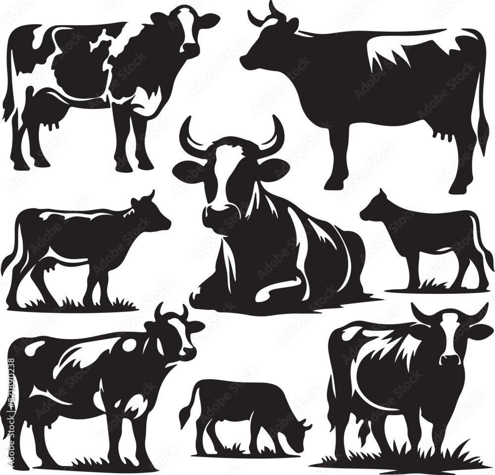 Cows Silhouette vector design Cows Silhouette vector design