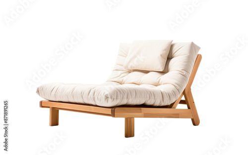 Modern futon chair with metal frame isolated on transparent background