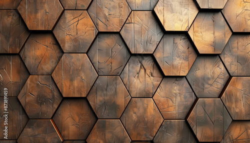 Wooden Hexagon Pattern - Geometric Background