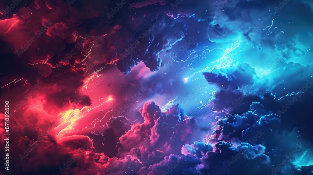 Lightning bolts streaking across the stormy sky, weather background Lightning bolts streaking across the stormy sky, weather background