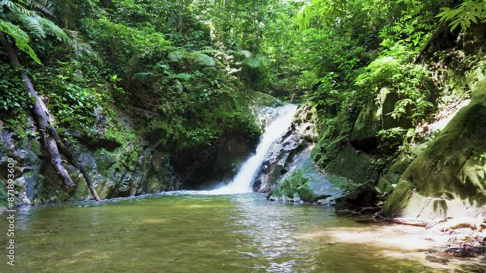 Tropical Waterfall. Clear fresh water. Air terjun. Selangor, Malaysia.