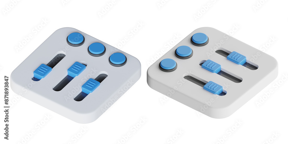 3d icon of volume mixer, radio 3d set, transparent background 3d icon of volume mixer, radio 3d set, transparent background