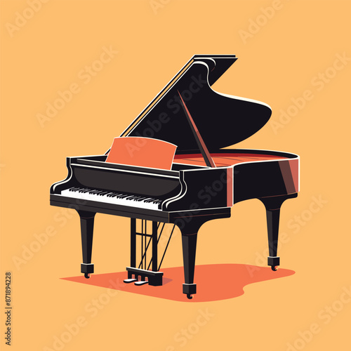 Vector illustration of a grand piano in cartoon style