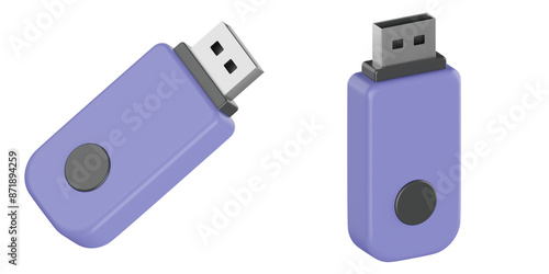 Vászonkép 3d icon of flash drive, radio 3d set, transparent background