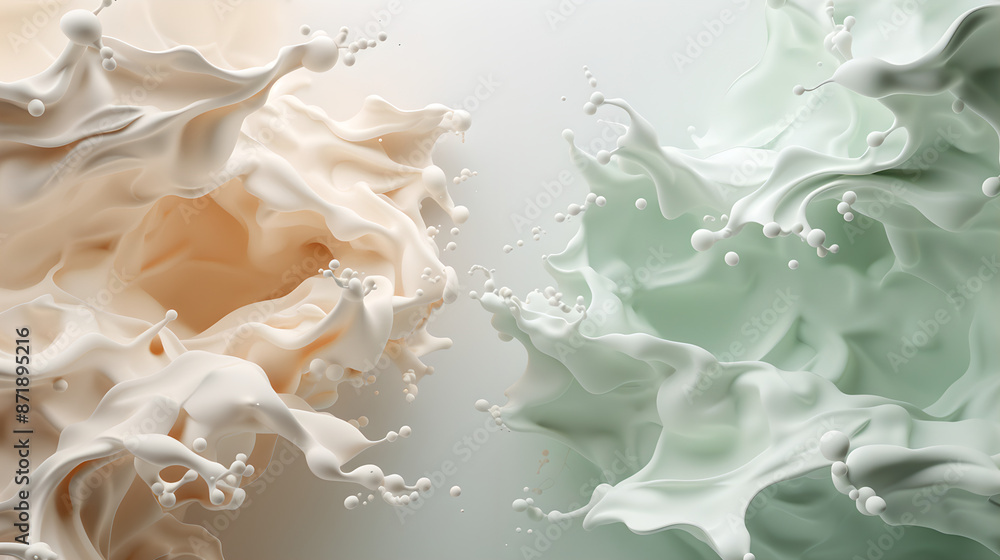 Cream and mint liquid splash abstract background Cream and mint liquid splash abstract background