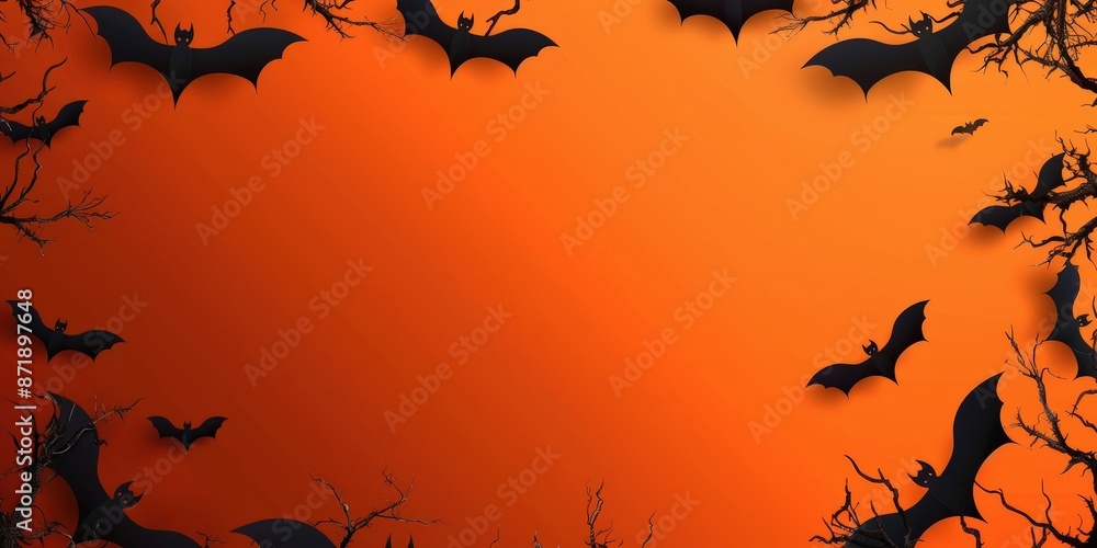 Halloween Bats on Orange Background Halloween Bats on Orange Background