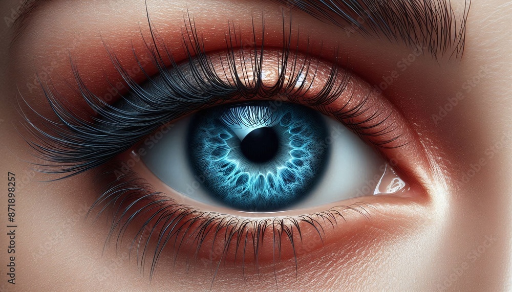 Fototapeta premium Human blue eye realistic beautiful closeup zoom