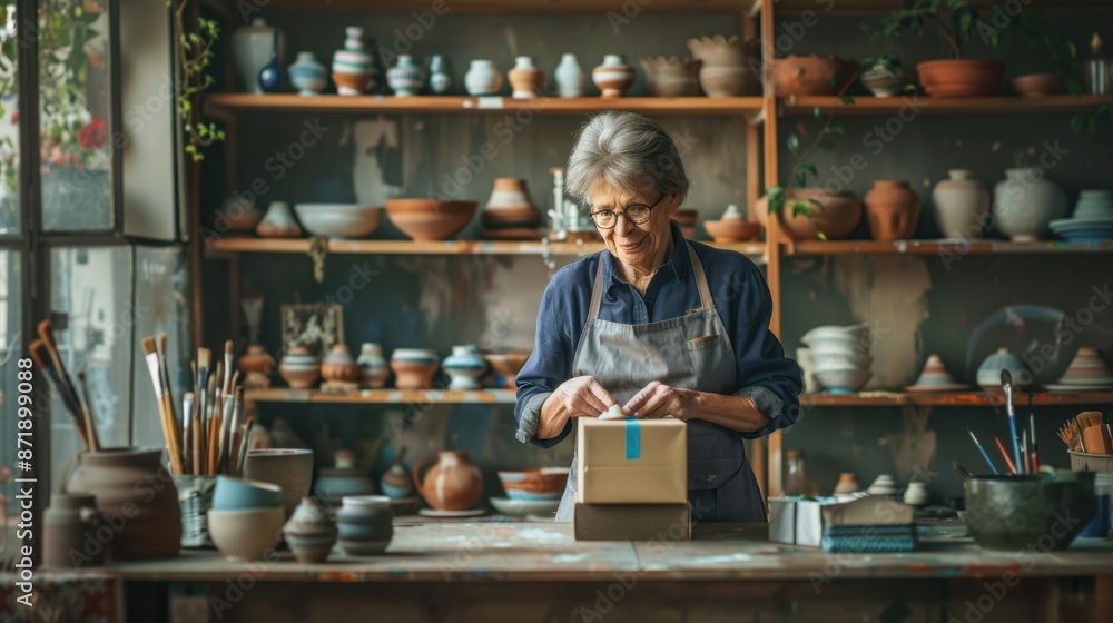 Naklejka premium The Artisan in Pottery Studio