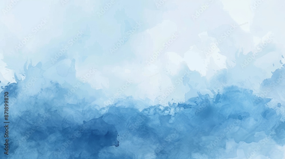 Naklejka premium Abstract Blue Watercolor Background with Gradient Layers, ideal for artistic design projects