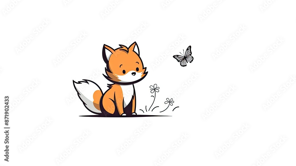 Obraz premium fox and butterfly