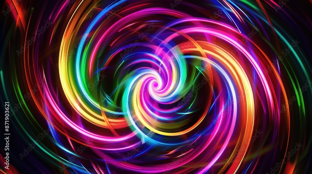 Vibrant, abstract representation of a swirling spectrum of colors, with a central tunnel-like effect that draws the eye inward Vibrant, abstract representation of a swirling spectrum of colors, with a central tunnel-like effect that draws the eye inward